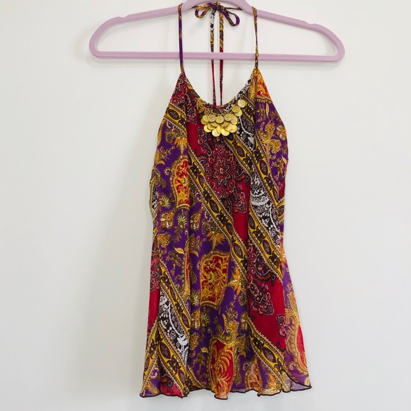 A. Byer Tops - A. Byer sleeveless purple and gold tank top S